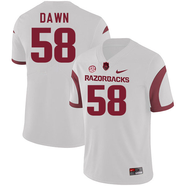 Men #58 Tim Dawn Arkansas Razorbacks College Football Jerseys Stitched-White